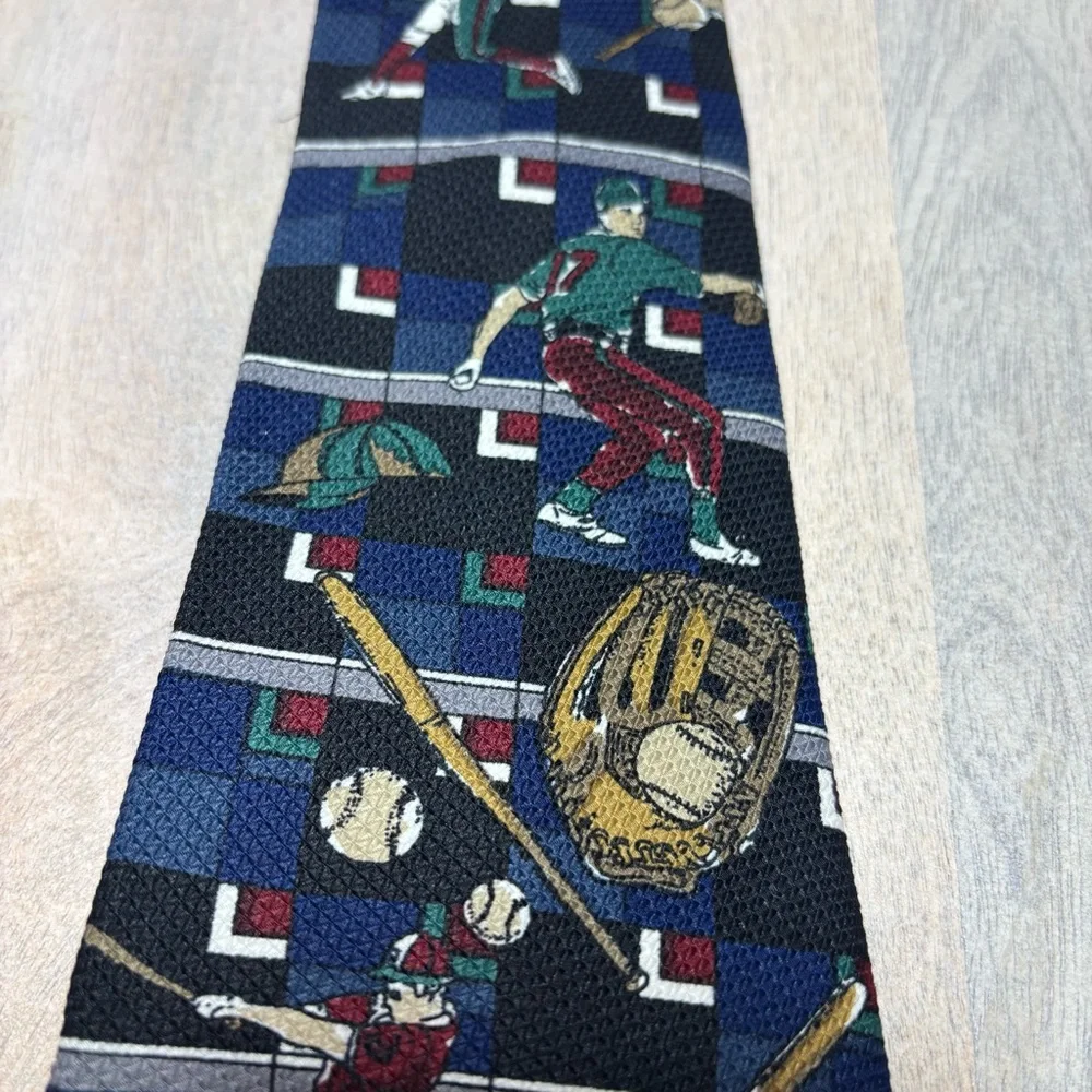 Men's Sports-Themed Tie polyester made in USA baseball player baseball bat glove